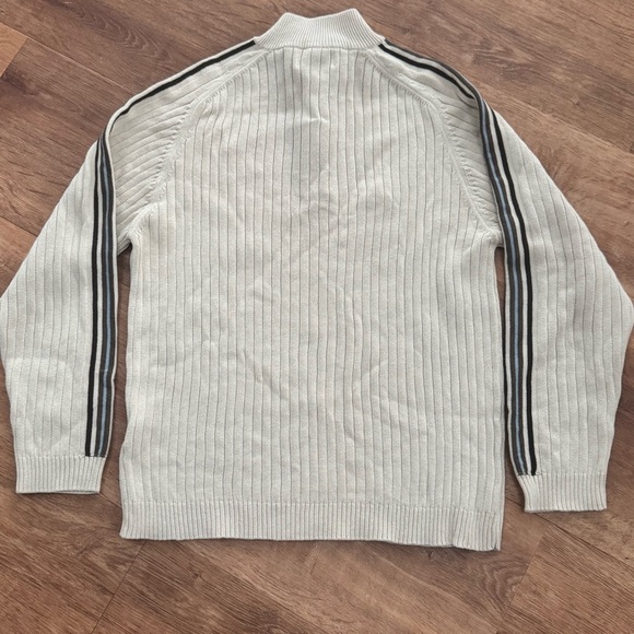 VINTAGE Y2K XG Boy's L Cotton Ribbed Quarter Zip Sweater Striped Sleeve 90’s - Picture 9 of 12
